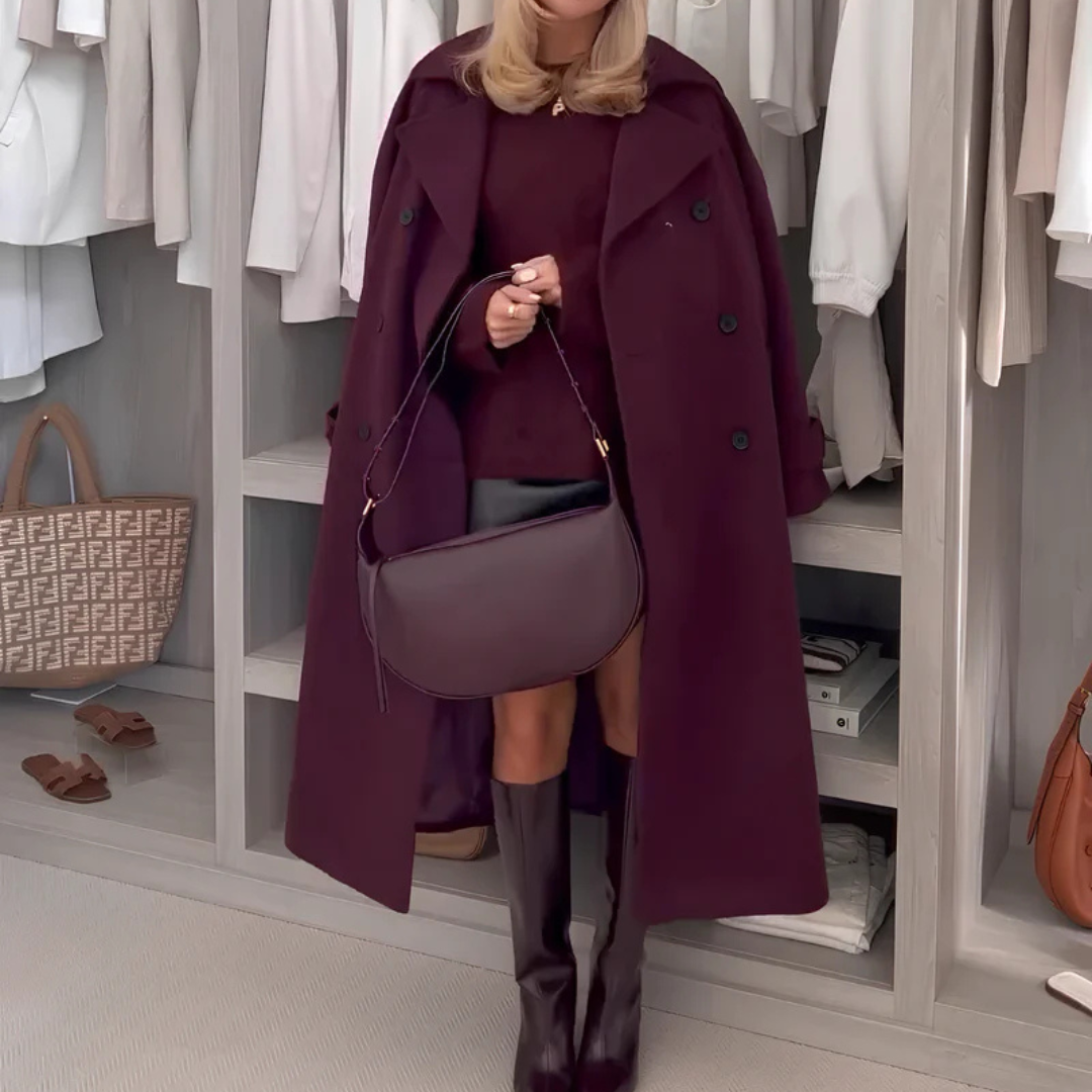 Merone™ - Elegant Klassisk Vinröd Kappa